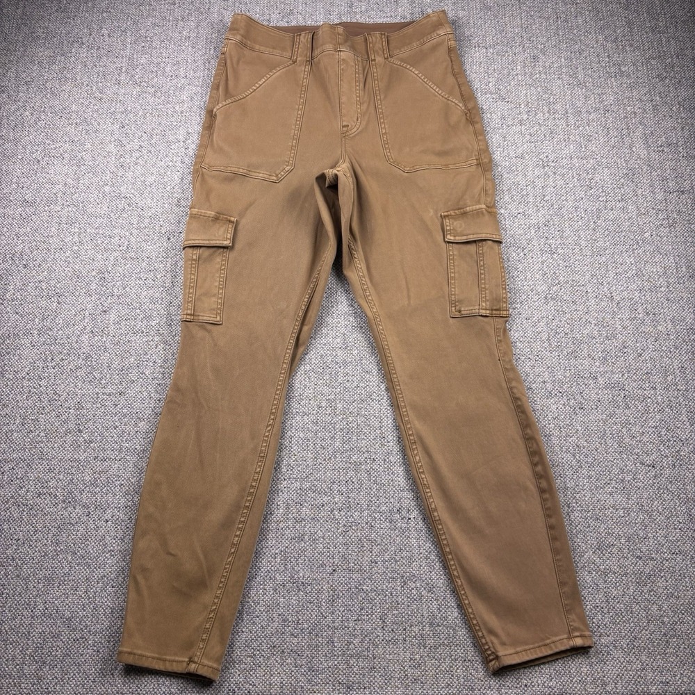 SPANX Stretch Twill Ankle Cargo Pants Honey Glow Brown Women Pull On Slim Sz XL - Picture 1 of 8